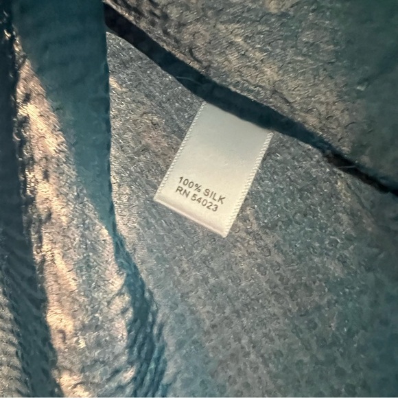 Banana Republic Teal Silk Polka Dot Tie Back Button-Up Blouse Size Medium - Picture 9 of 14